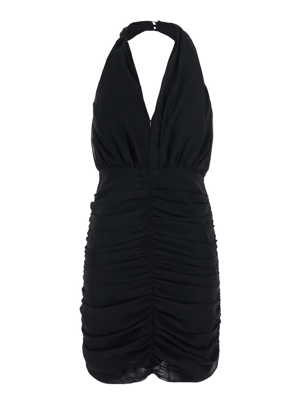 Rotate Women Ruched Mini Dress With Ruched Details, Tech Fabric, Black, Women ROTATE