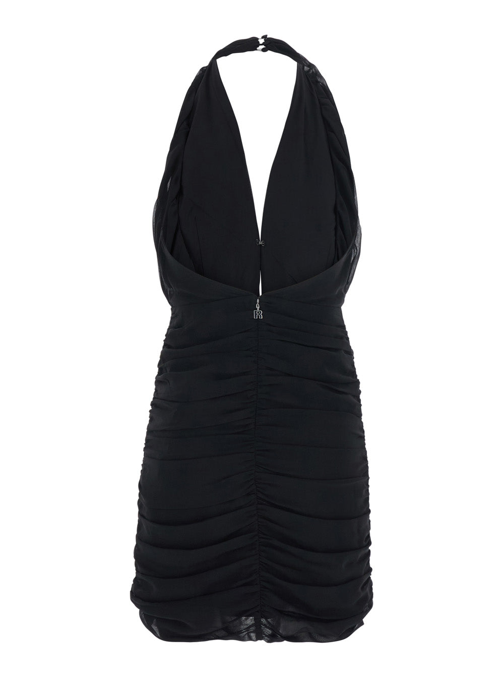 Rotate Women Ruched Mini Dress With Ruched Details, Tech Fabric, Black, Women ROTATE