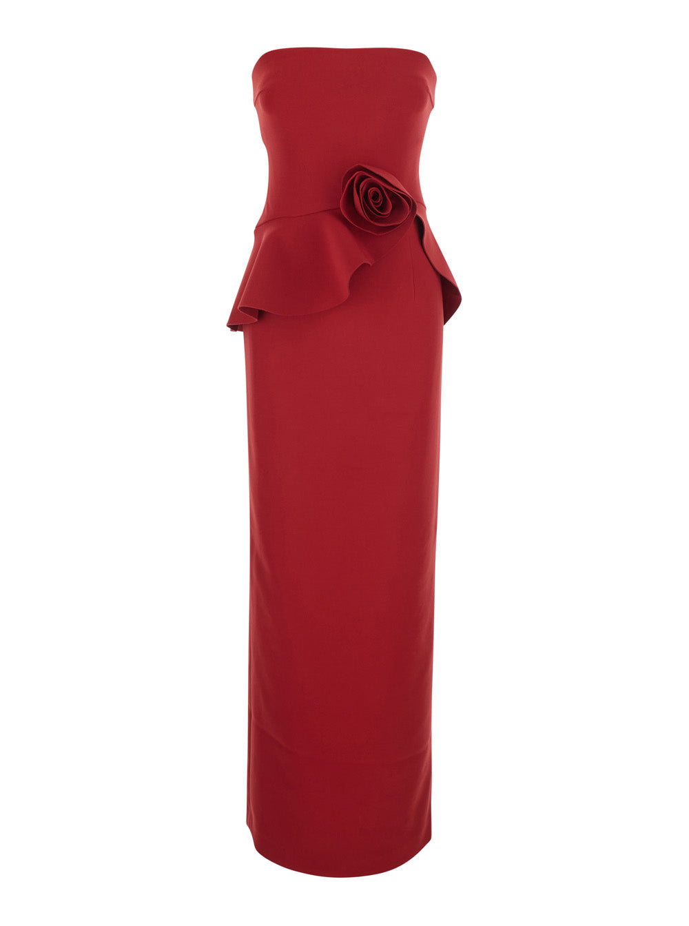 Rotate Women Long Flower Strapless Dress Characterized By A Strapless Design And Red Recycled Polyester Fabric For Women ROTATE