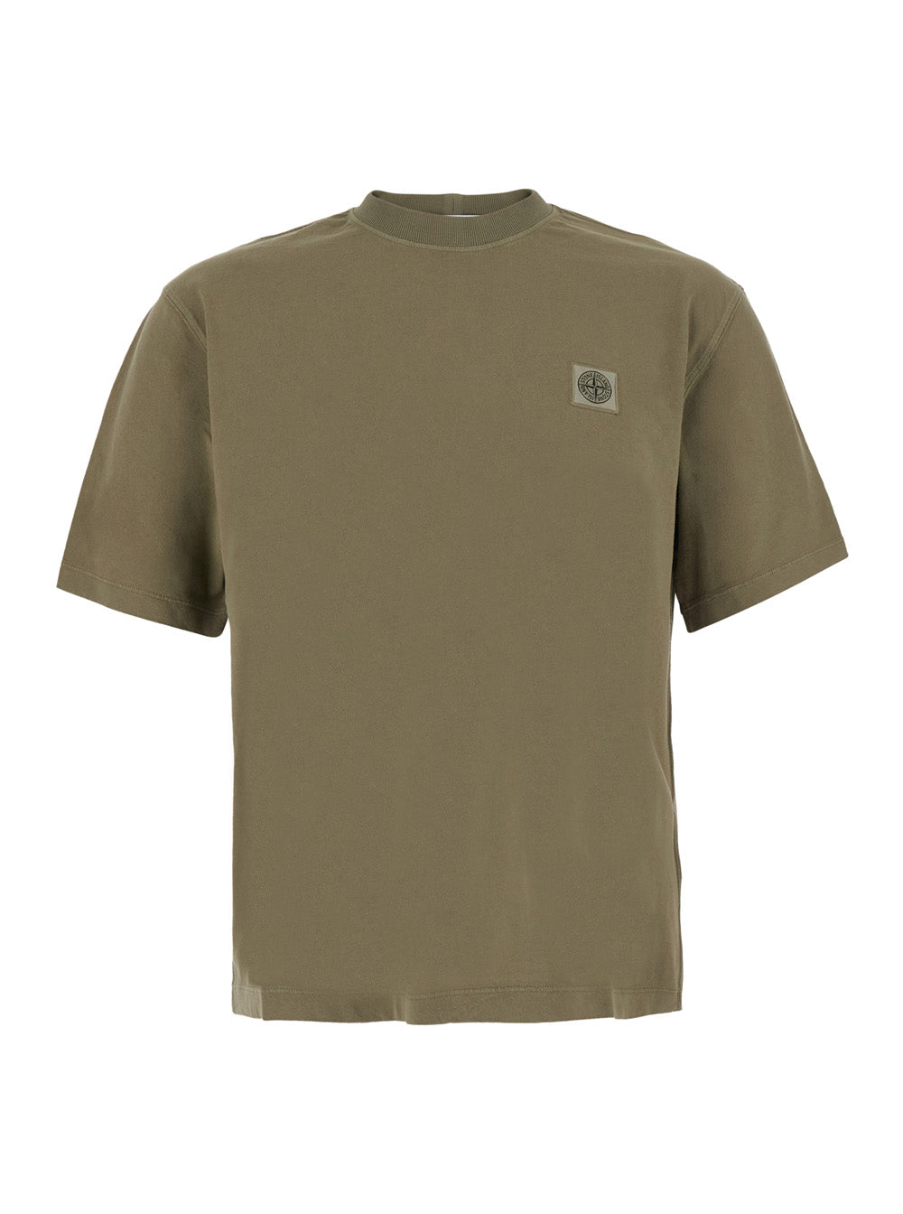 Stone Island Men Crew Neck Heavyweight With Patch And Round Collar Green Men STONE ISLAND