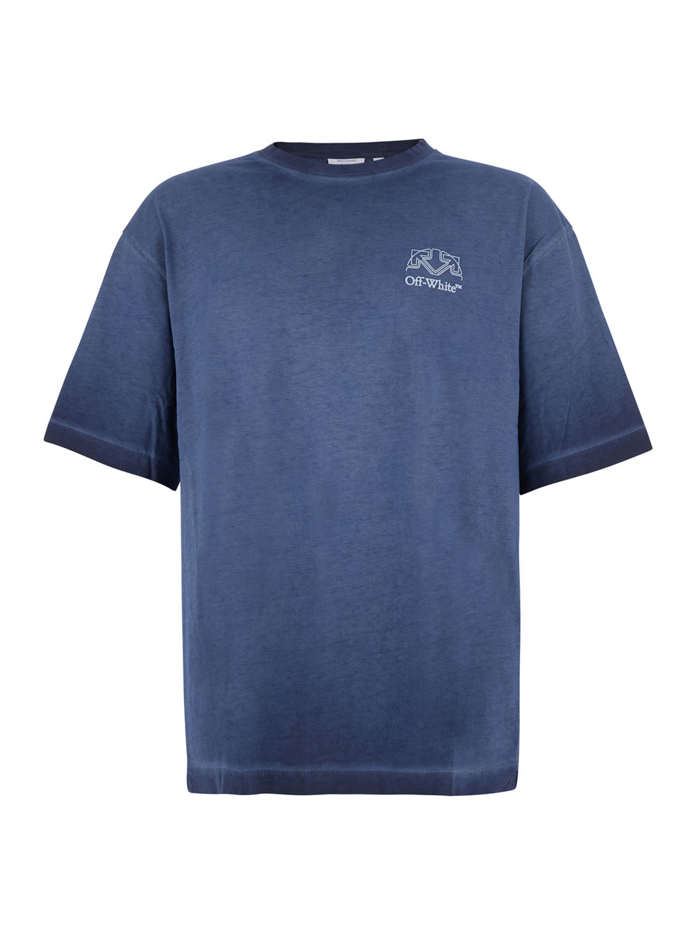 Off-White Men Tshirt Offline Half Harrow With Logo And Short Sleeves In Blue Cotton Men OFF-WHITE
