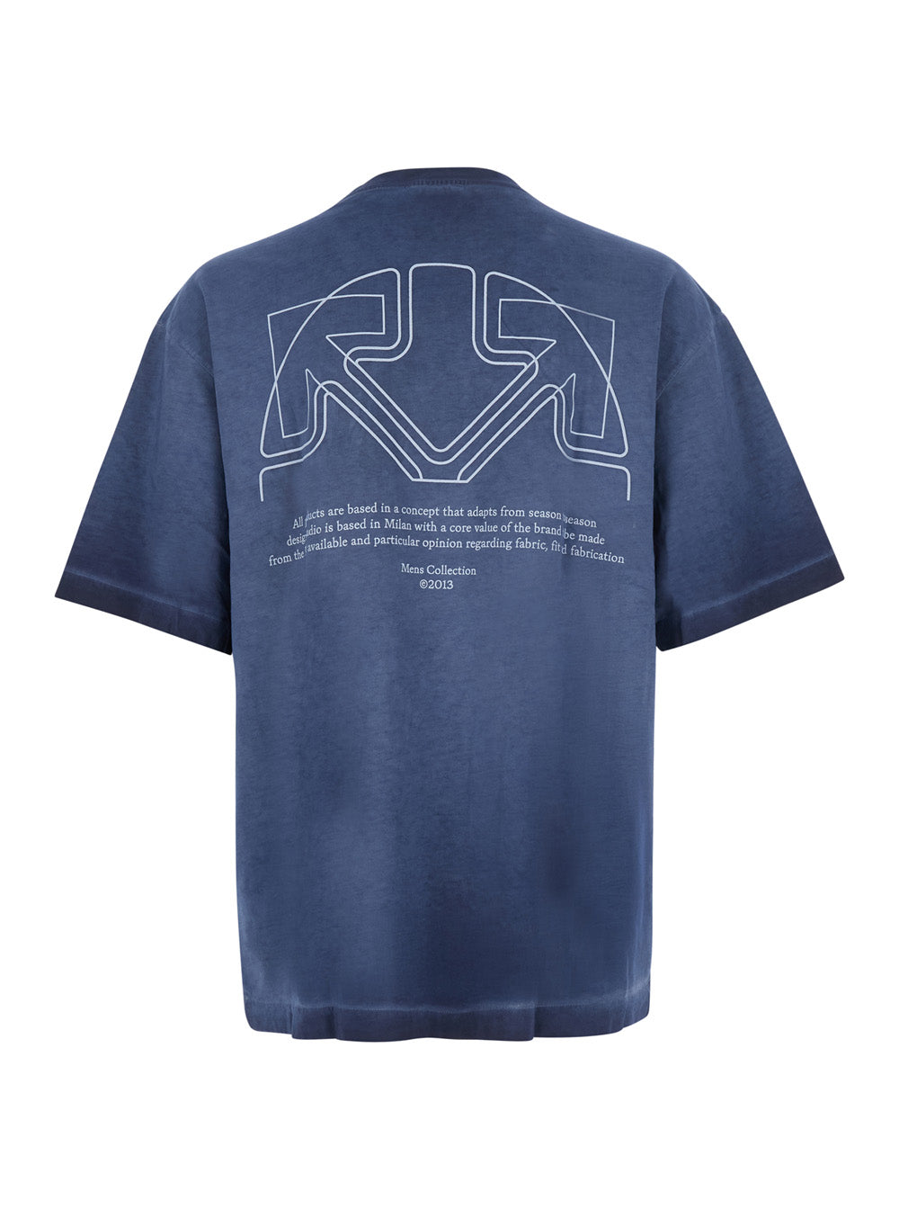 Off-White Men Tshirt Offline Half Harrow With Logo And Short Sleeves In Blue Cotton Men OFF-WHITE