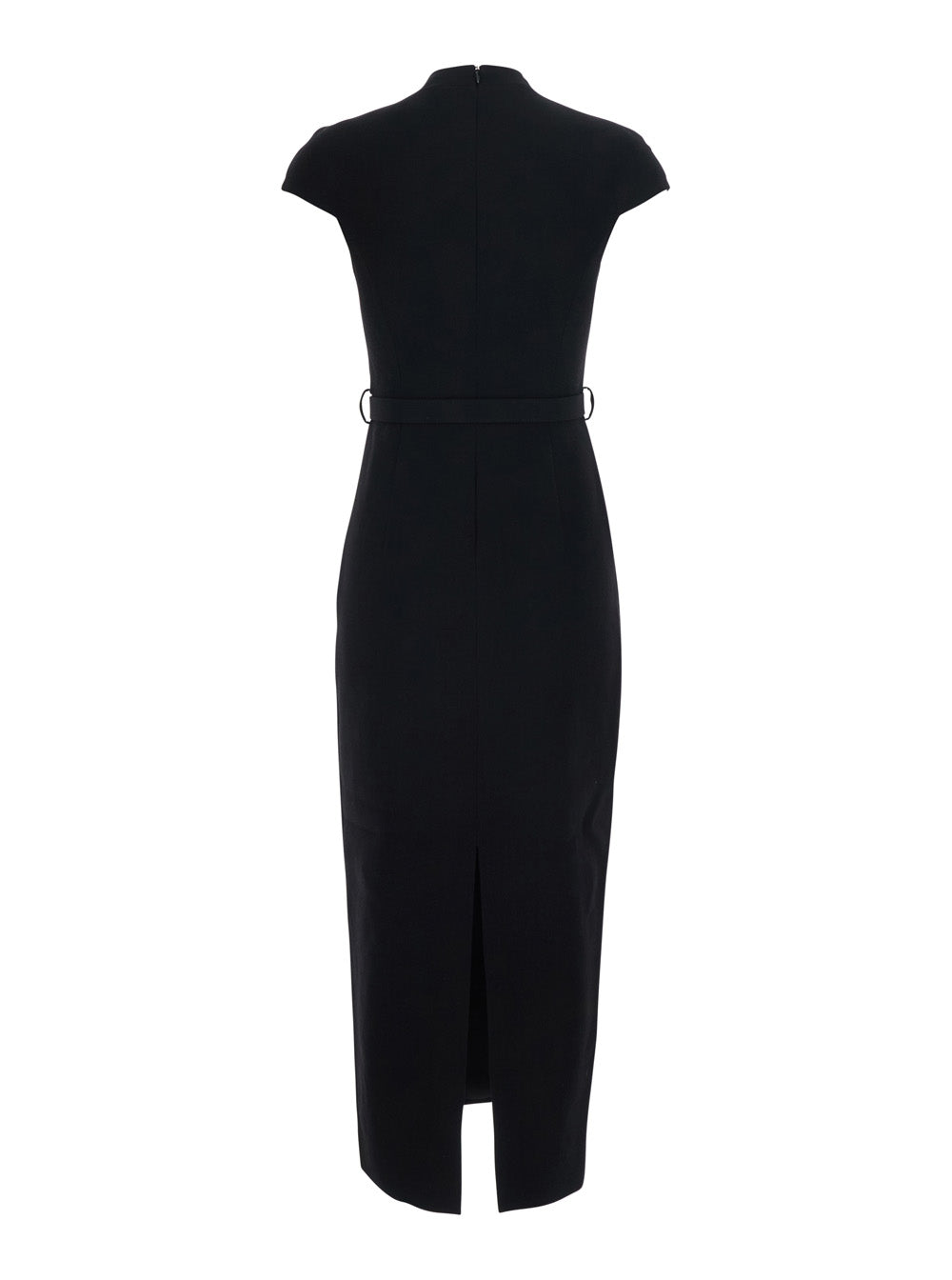 Self-Portrait Women Midi Dress In Wool Crepe With V-Neck And Long Sleeves In Black For Women SELF-PORTRAIT