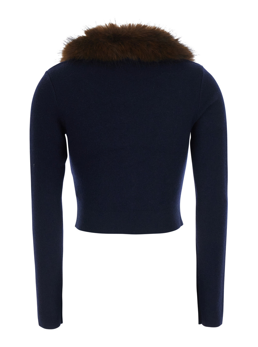 Self-Portrait Women Cardigan In Knit With Synthetic Fur And Long Sleeves In Blue For Women SELF-PORTRAIT