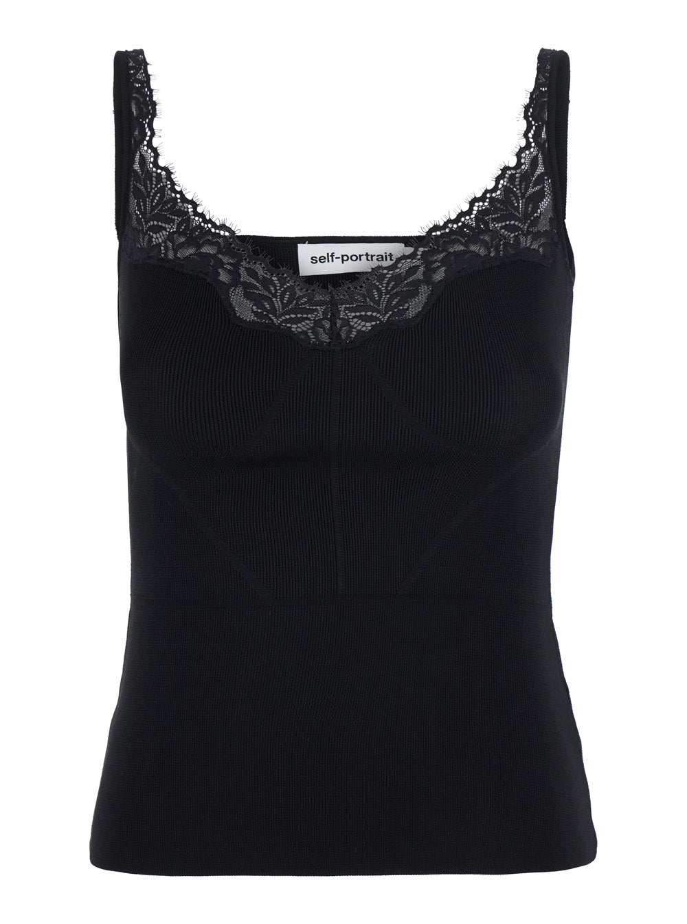 Self-Portrait Women Knit Top With V-Neck And Long Sleeves In Black Tech Fabric For Women SELF-PORTRAIT