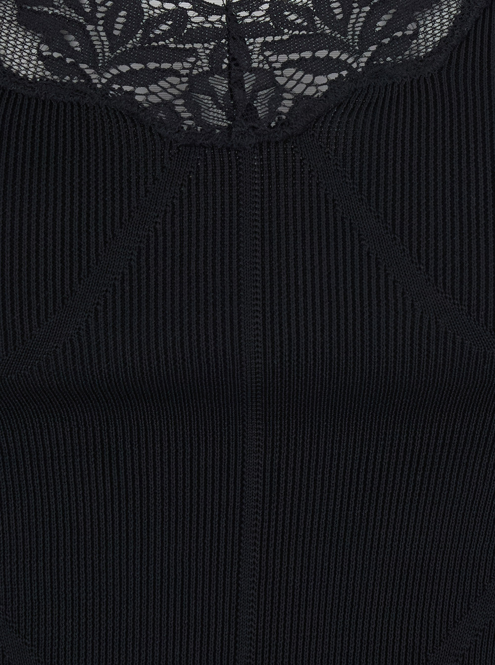Self-Portrait Women Knit Top With V-Neck And Long Sleeves In Black Tech Fabric For Women SELF-PORTRAIT