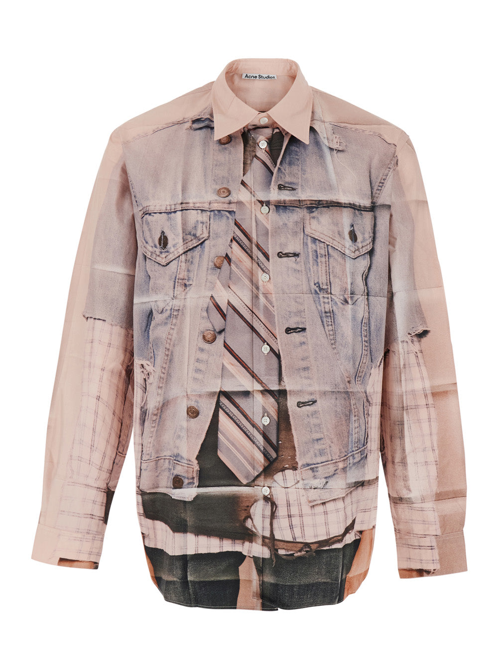 Acne Studios Men Pink Shirt With Collar And Long Sleeves In Fabric ACNE STUDIOS