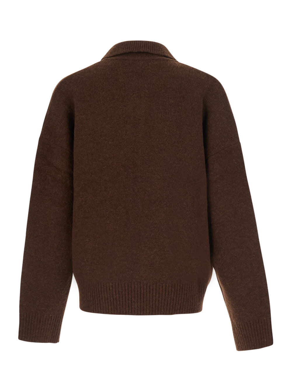 Ami Paris Men Brown Sweater With Polo Collar And Adc Embroidery On The Front In Wool For Men AMI PARIS