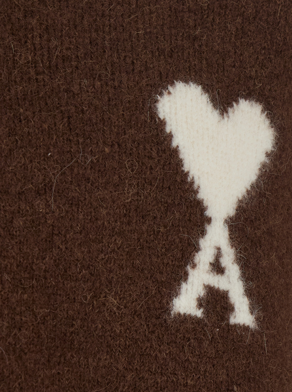 Ami Paris Men Brown Sweater With Polo Collar And Adc Embroidery On The Front In Wool For Men AMI PARIS