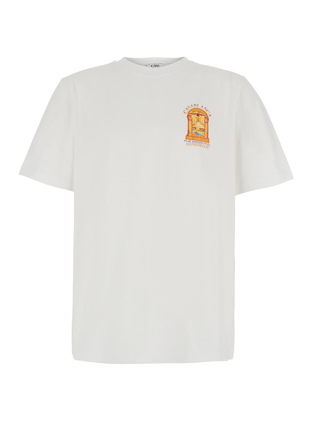 Casablanca Men Hermons Mirage Arch Printed Classic T-Shirt With Short Sleeves And Round Neckline In White Cotton Men CASABLANCA