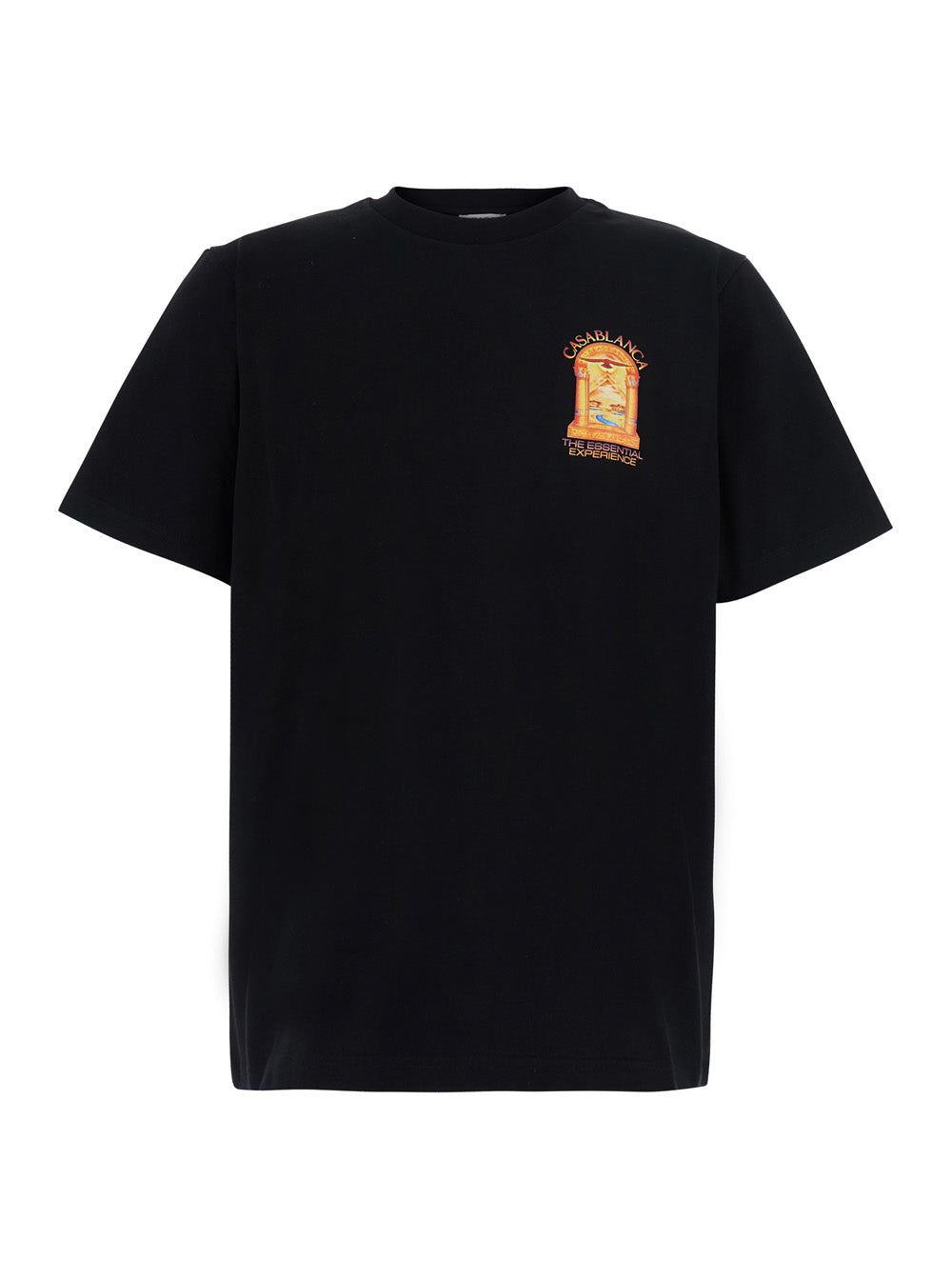 Casablanca Men Black Crew Neck T-Shirt With Logo Detail On The Front And Maxi Logo On The Back In Cotton For Men CASABLANCA