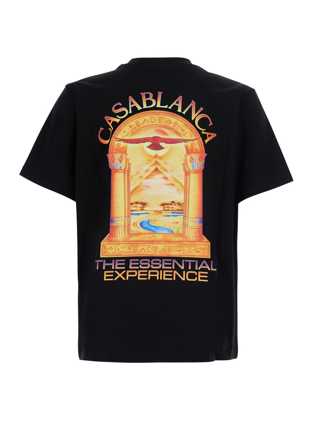 Casablanca Men Black Crew Neck T-Shirt With Logo Detail On The Front And Maxi Logo On The Back In Cotton For Men CASABLANCA