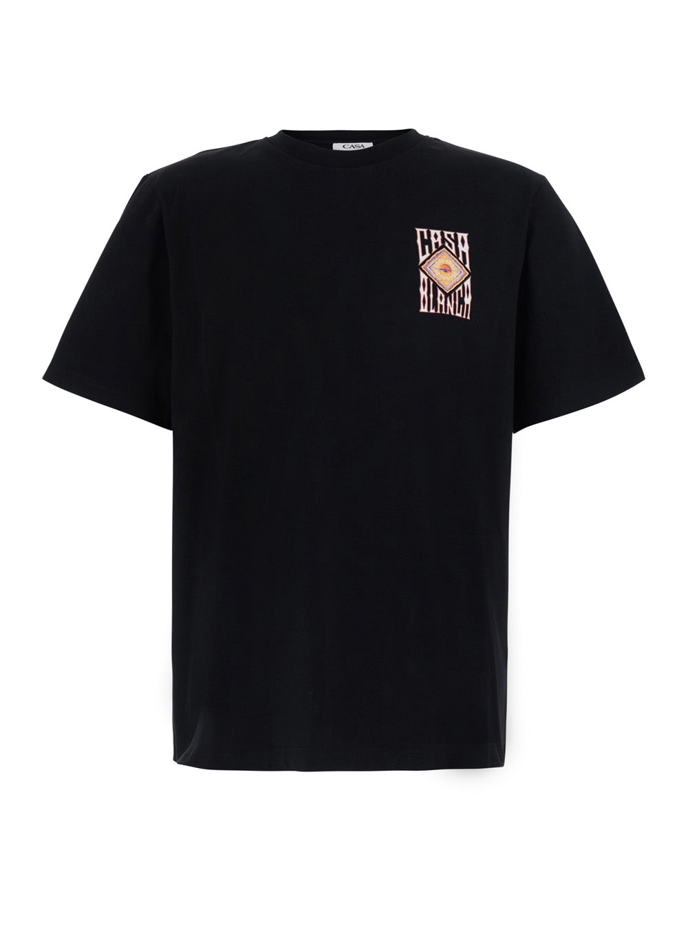 Casablanca Men Black Crew Neck T-Shirt With Logo Detail On The Front And Maxi Logo On The Back In Cotton For Men CASABLANCA