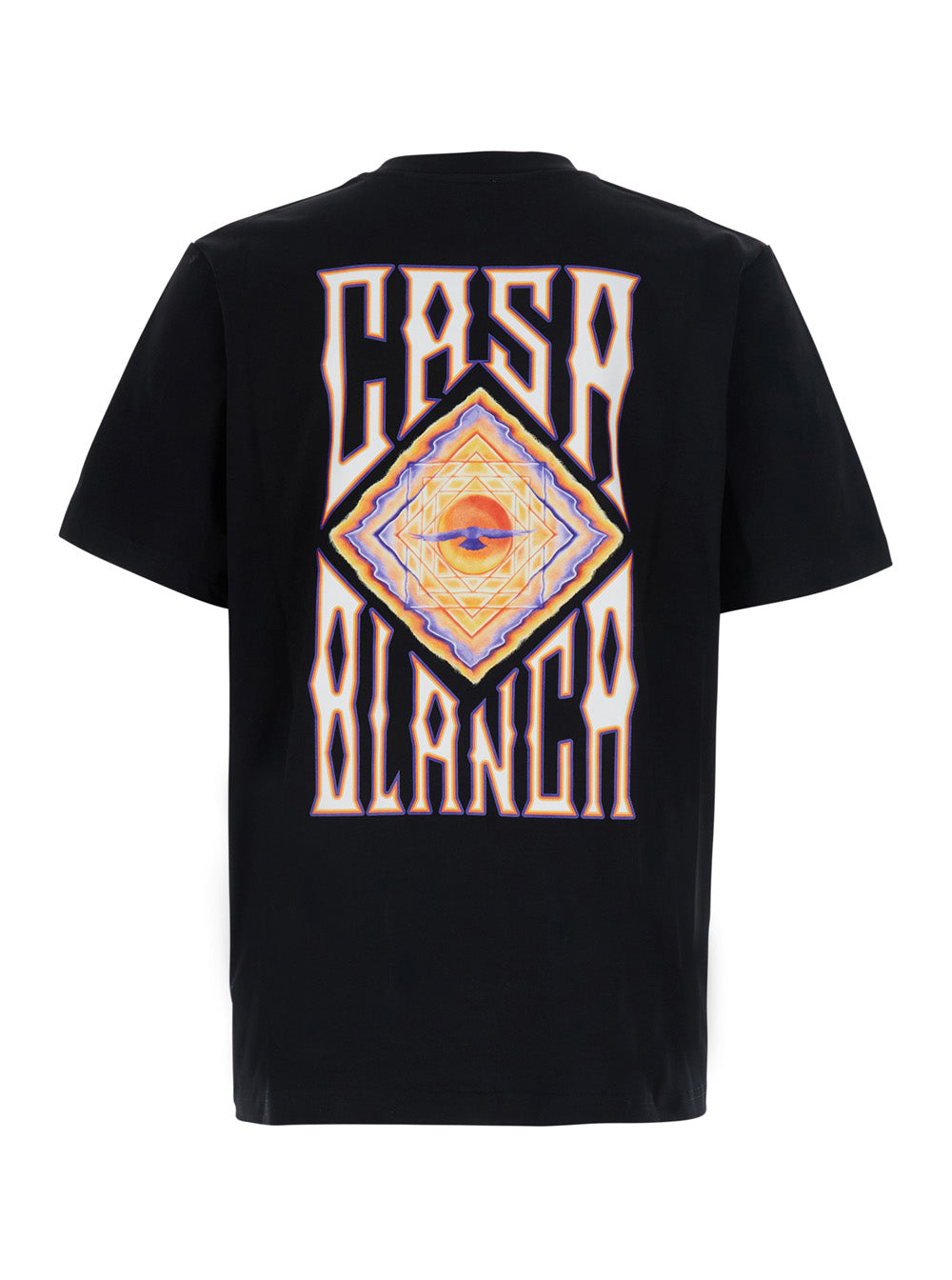 Casablanca Men Black Crew Neck T-Shirt With Logo Detail On The Front And Maxi Logo On The Back In Cotton For Men CASABLANCA
