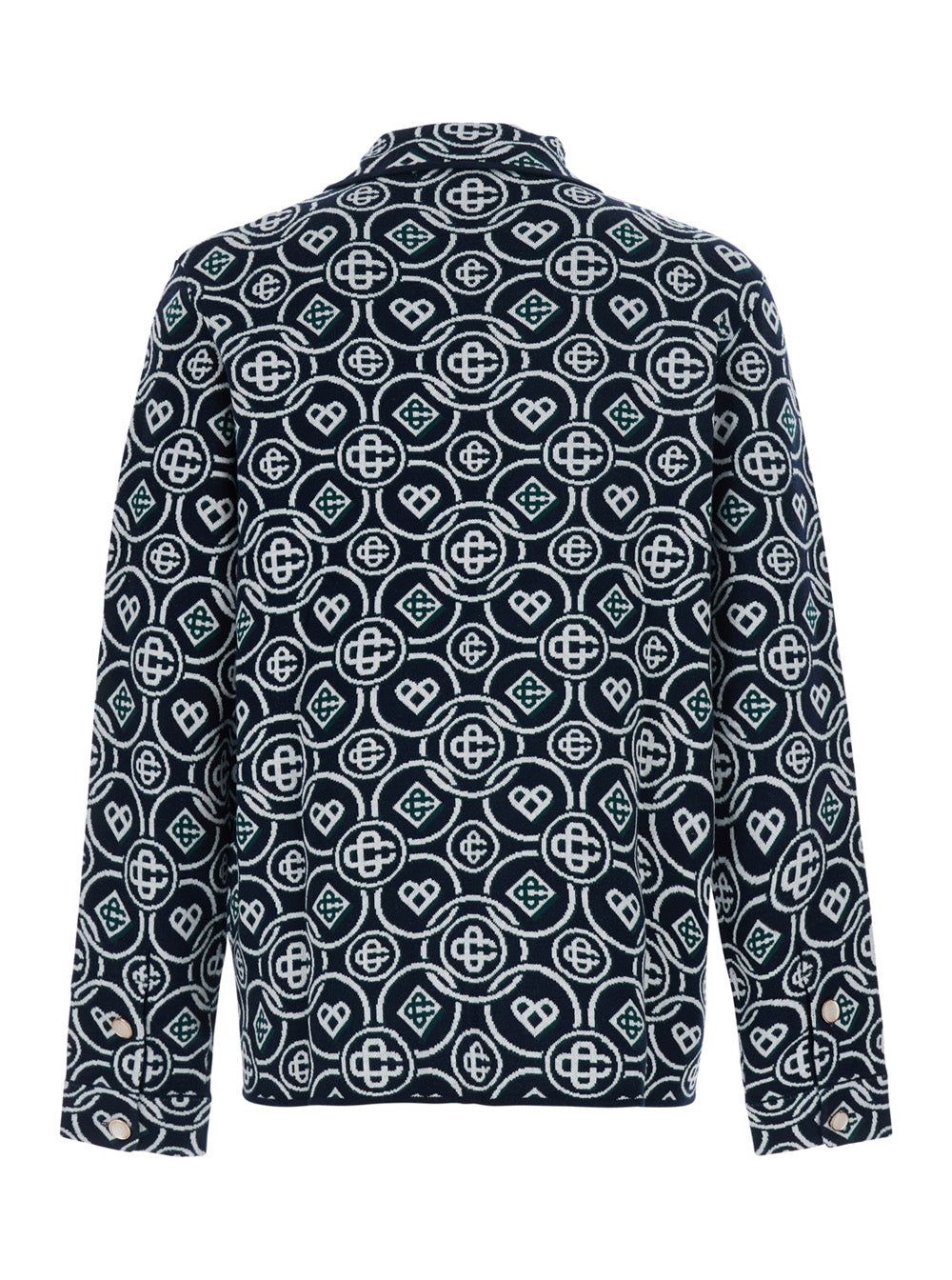 Casablanca Men Blue Shirt With Classic Collar And All-Over Logo Monogram In Cotton For Men CASABLANCA