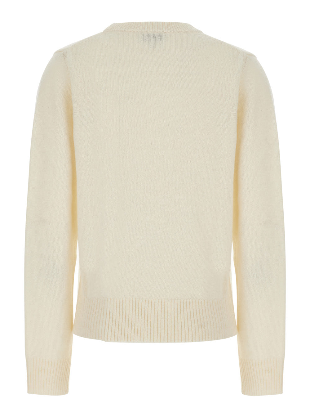 Ganni Women Sweater With Mushroom Graphic In White Wool For Women GANNI
