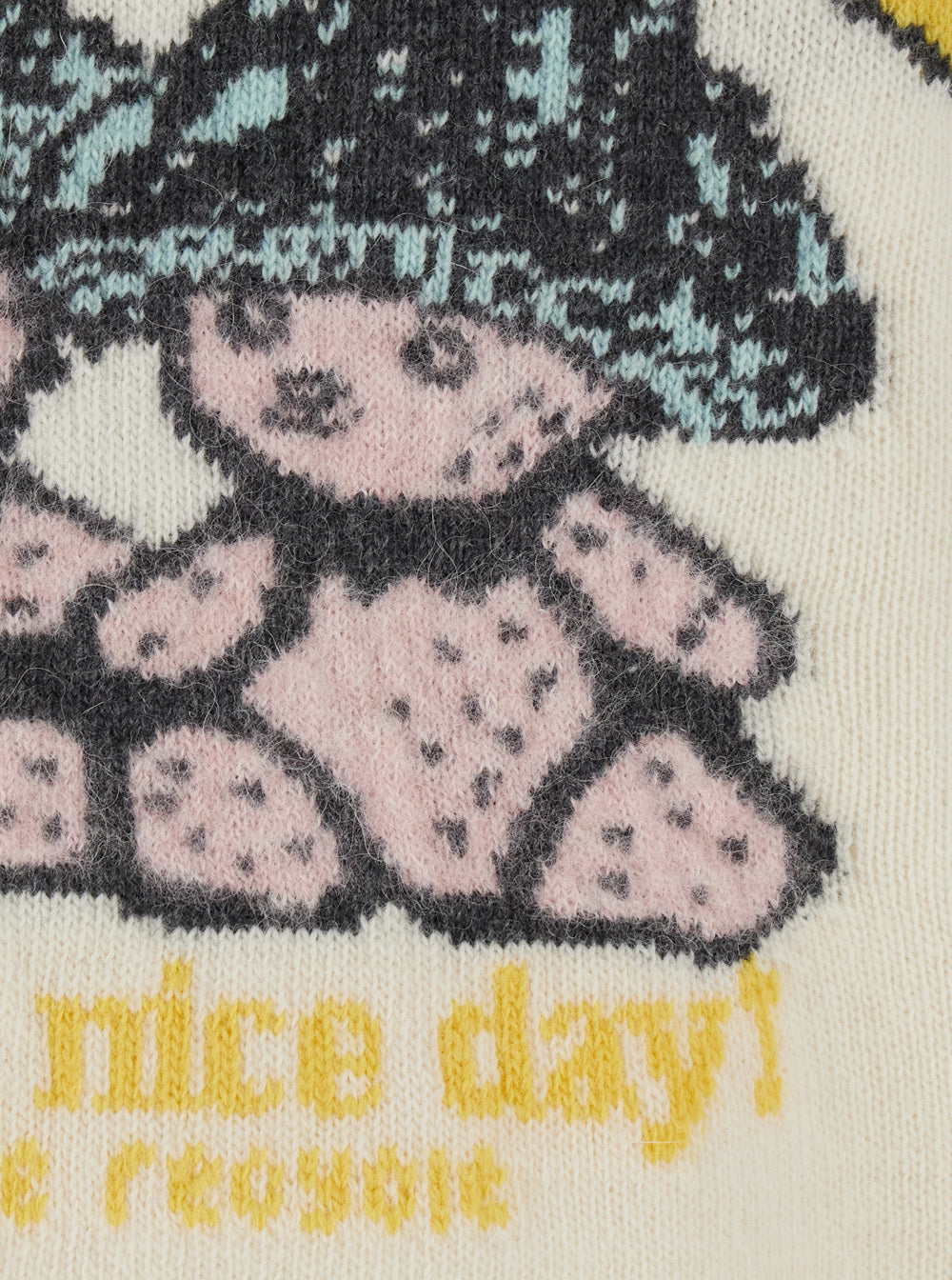 Ganni Women Sweater With Mushroom Graphic In White Wool For Women GANNI