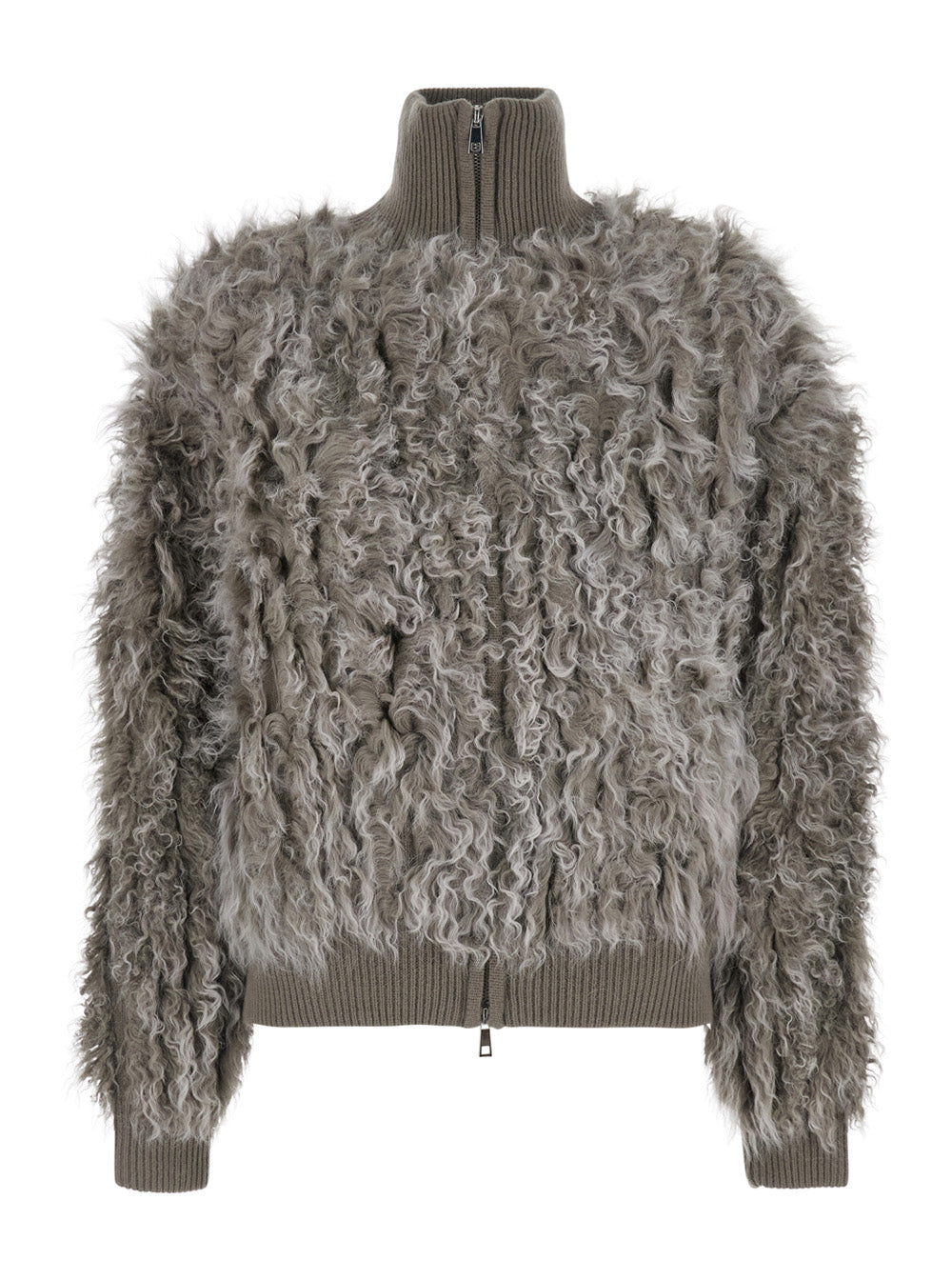 P.A.R.O.S.H. Women Bomber With Ribbed Collar And Long Sleeves In 100% Wool Beige Unisex P.A.R.O.S.H.