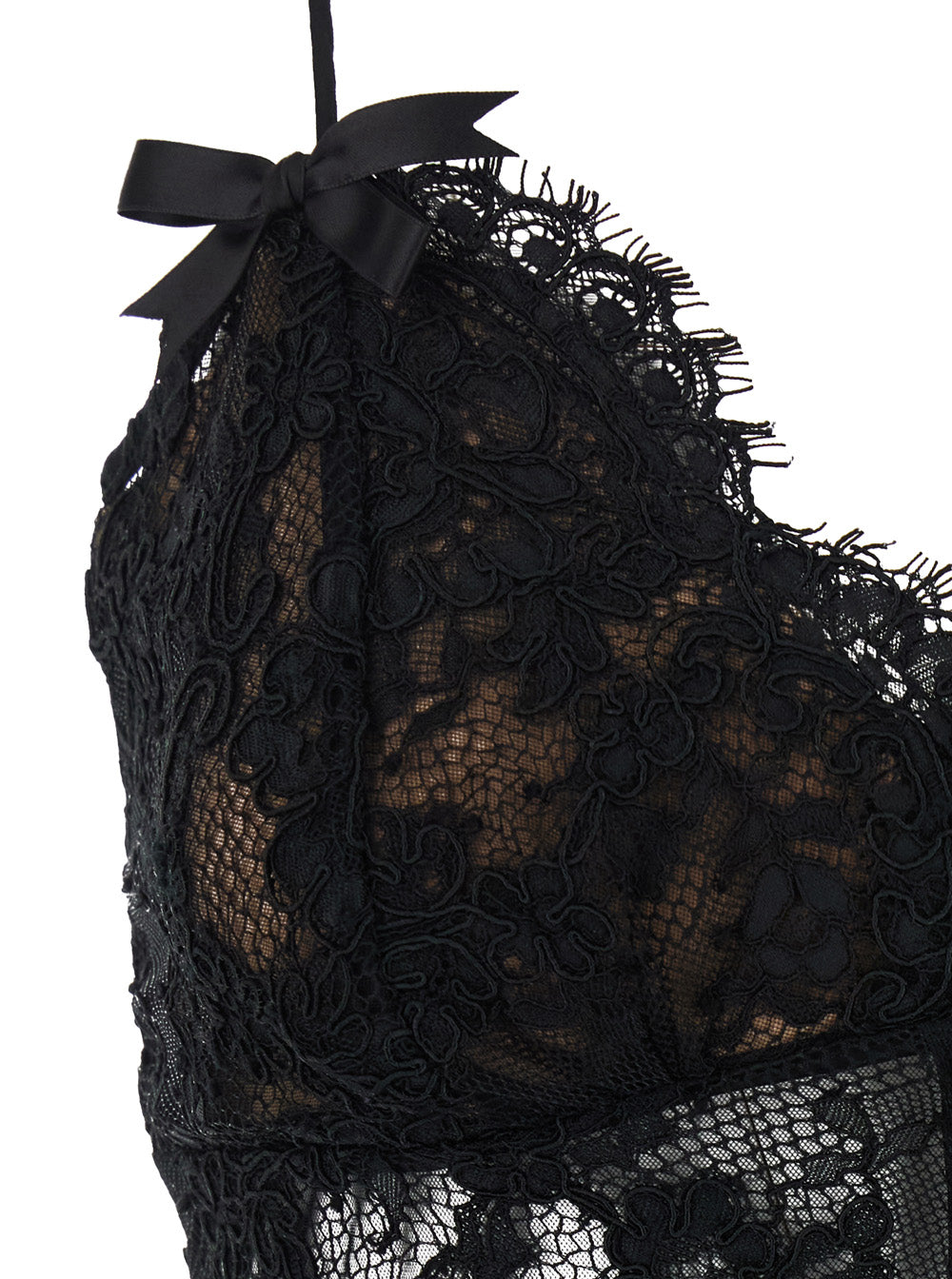 Self-Portrait Women Long Dress With Lace And Satin, Features Lace Details, Black Color, Woman SELF-PORTRAIT