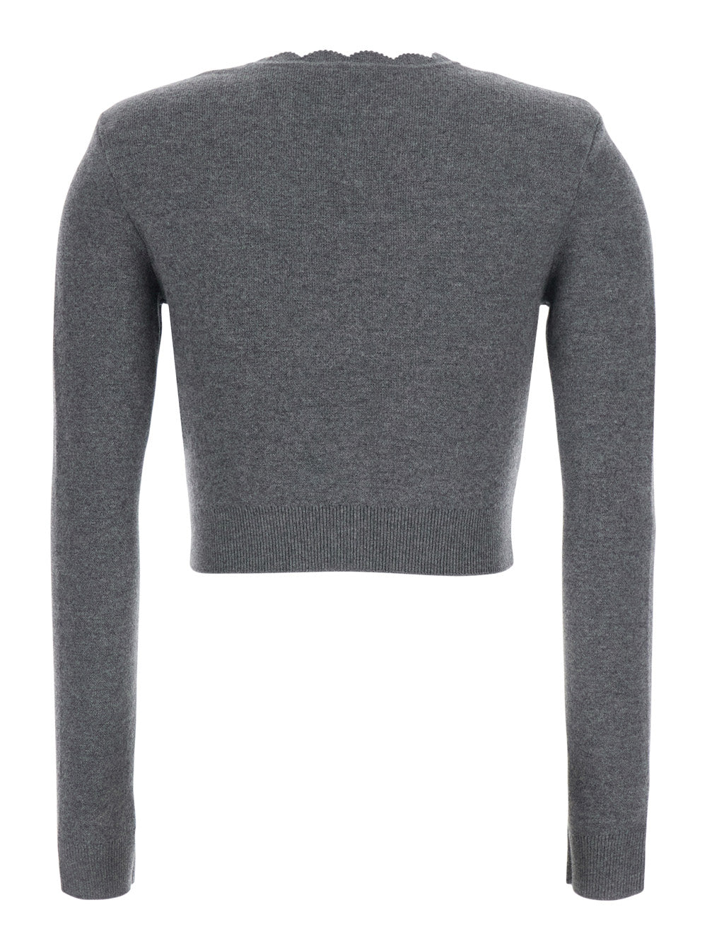 Self-Portrait Women Cardigan In Knit With Gray Lace Motif And Long Sleeves In Wool, Women SELF-PORTRAIT