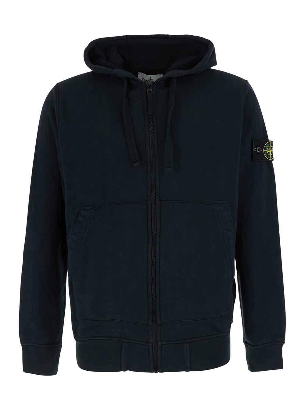 Stone Island Men Sweatshirt With Patch And Zip Closure In Tech Fabric Blue Unisex STONE ISLAND