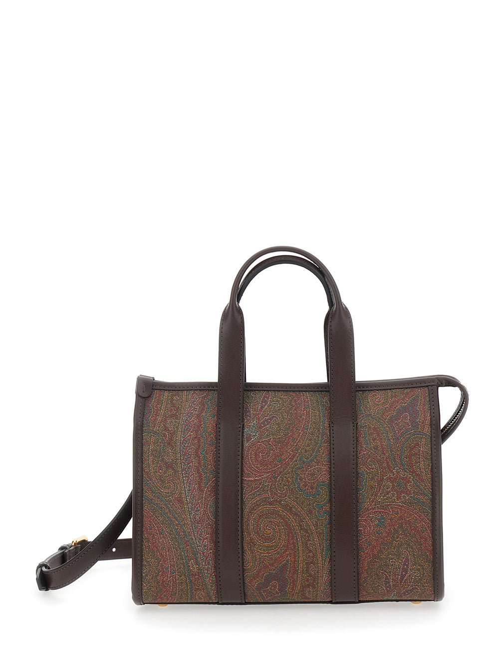 Etro Women Handbag 'Arnica' Small With Adjustable And Removable Shoulder Strap And Paisley Motif All-Over In Brown Canvas For Women ETRO