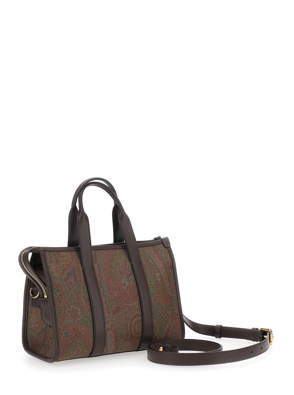 Etro Women Handbag 'Arnica' Small With Adjustable And Removable Shoulder Strap And Paisley Motif All-Over In Brown Canvas For Women ETRO