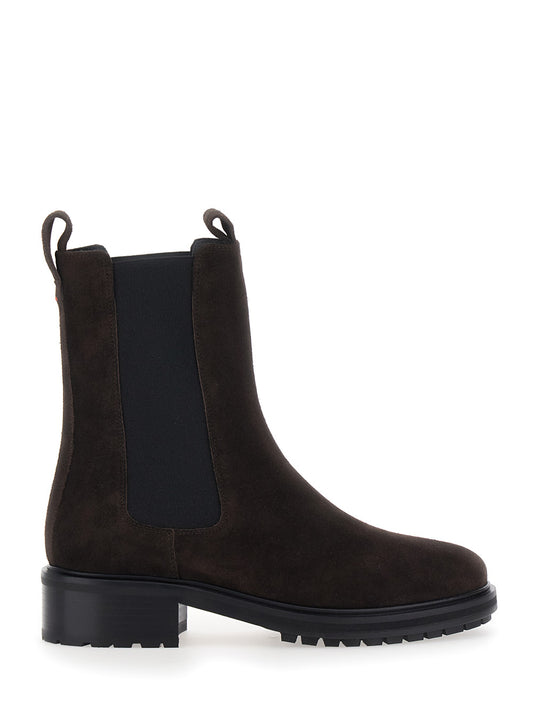 Aeyde Women 'Jack' Brown Boots With Elasticated Details On The Side In Suede For Women AEYDE