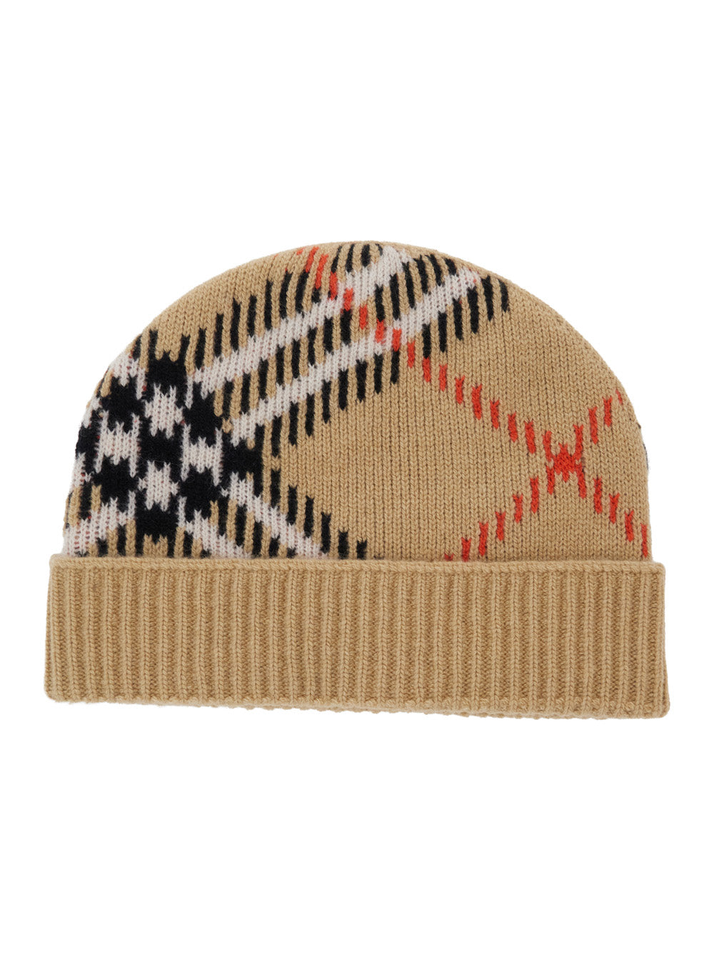 Burberry Women Beige Hat With Check Motif And Wool Cuff For Women BURBERRY