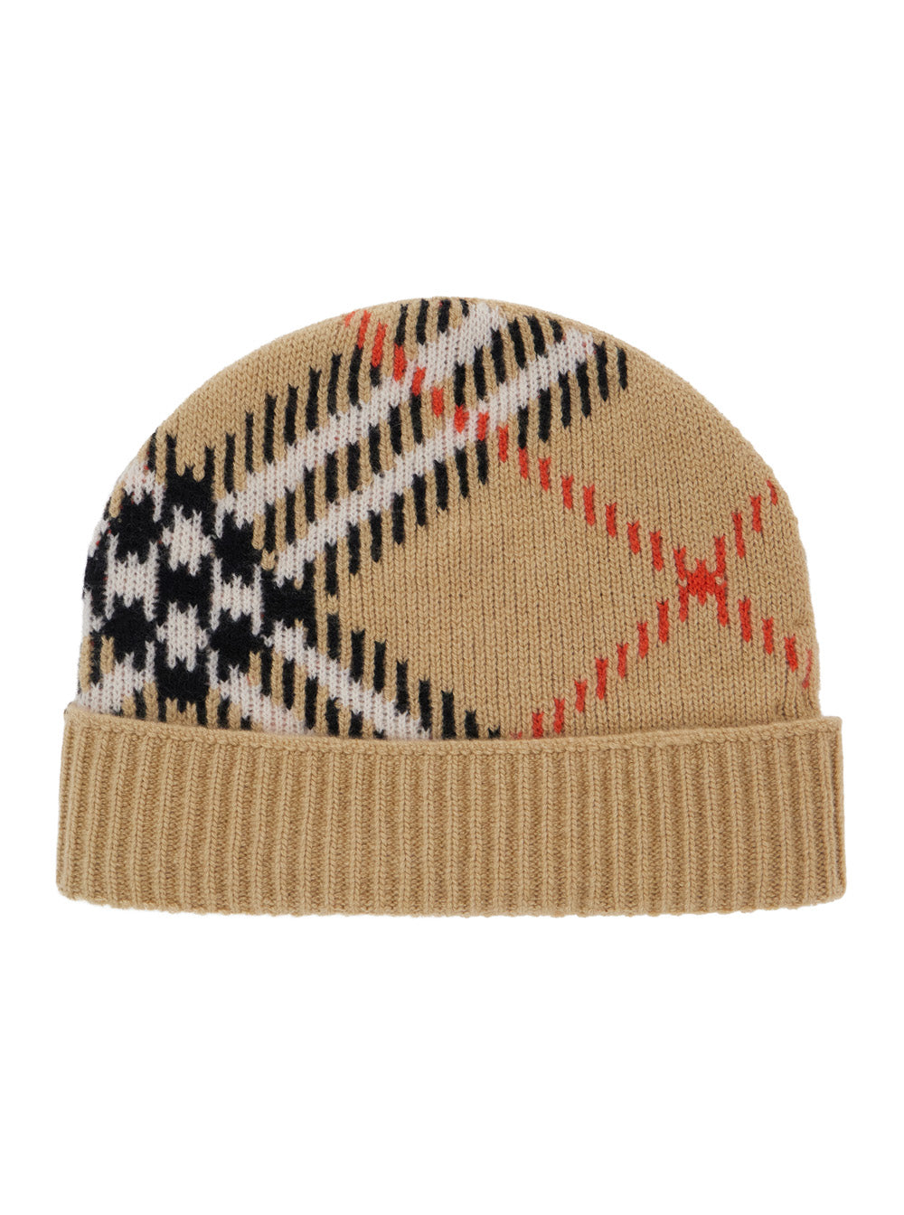 Burberry Women Beige Hat With Check Motif And Wool Cuff For Women BURBERRY