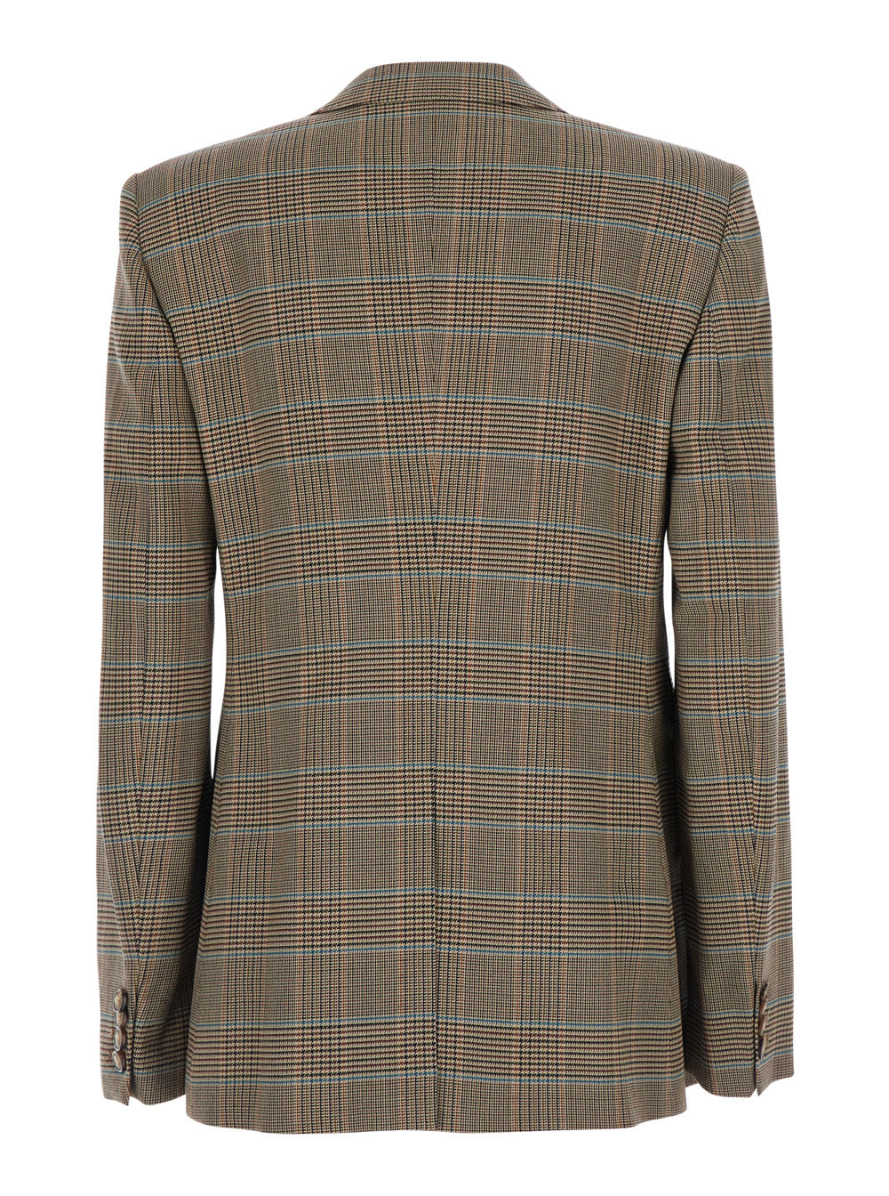 Etro Women Beige Double-Breasted Jacket With Peak Lapels And Check Motif In Wool Blend For Women ETRO