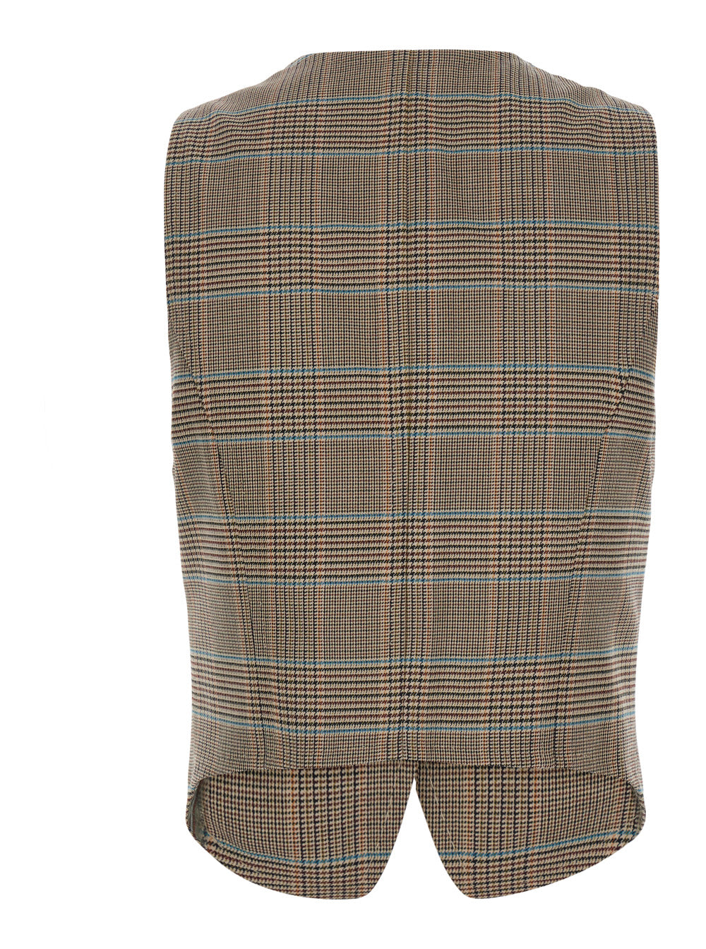 Etro Women Beige Single-Breasted Vest With V-Neck And Prince Of Wales Motif In Blend Wool Women ETRO