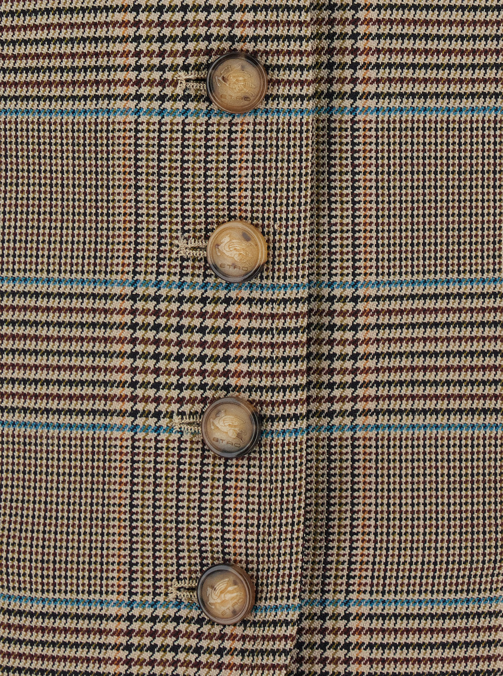Etro Women Beige Single-Breasted Vest With V-Neck And Prince Of Wales Motif In Blend Wool Women ETRO
