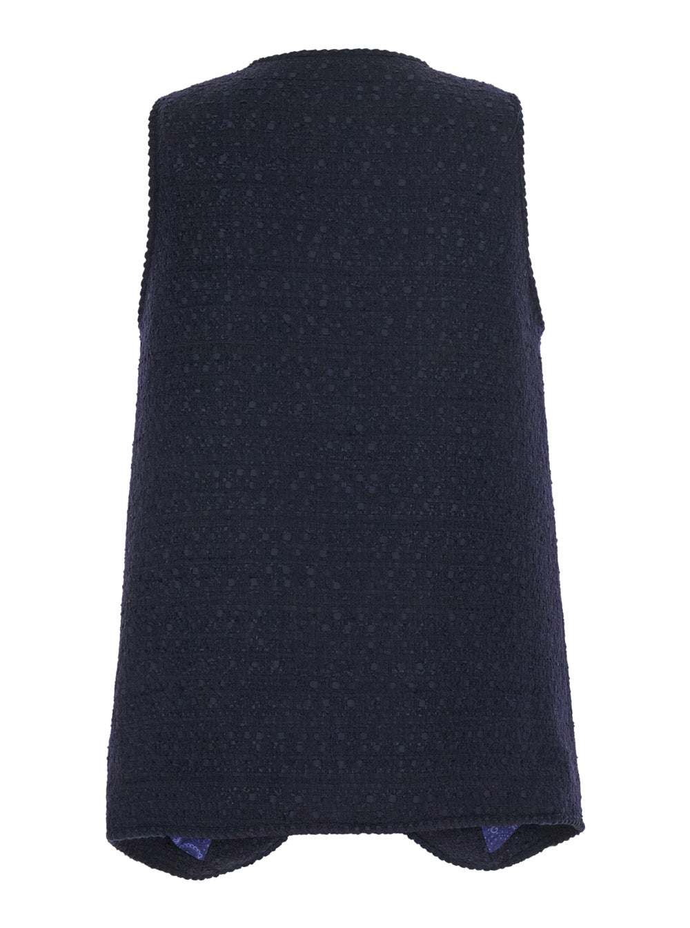 Etro Women Blue Sleeveless Round Neck Jacket With A-Line Design In Blend Wool Women ETRO