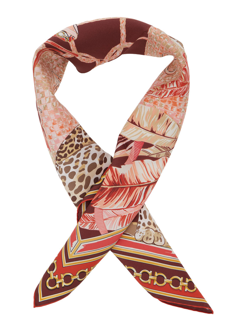 Ferragamo Women Silk Scarf With Pink Motif Print For Women FERRAGAMO