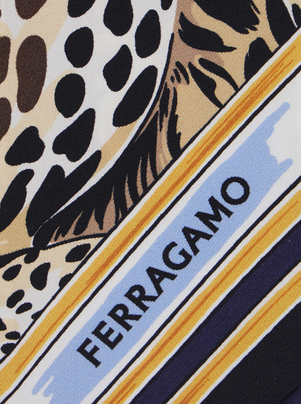 Ferragamo Women Blue Silk Scarf With Print Motif FERRAGAMO