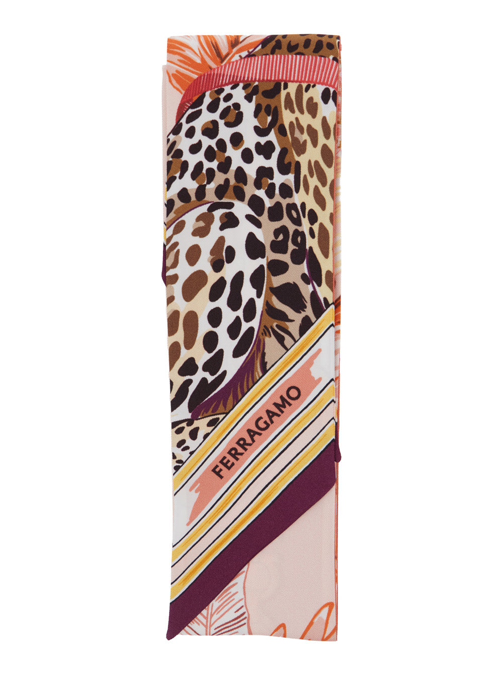Ferragamo Women Pink Scarf With All-Over Print And Embossed Logo Lettering In Silk For Women FERRAGAMO
