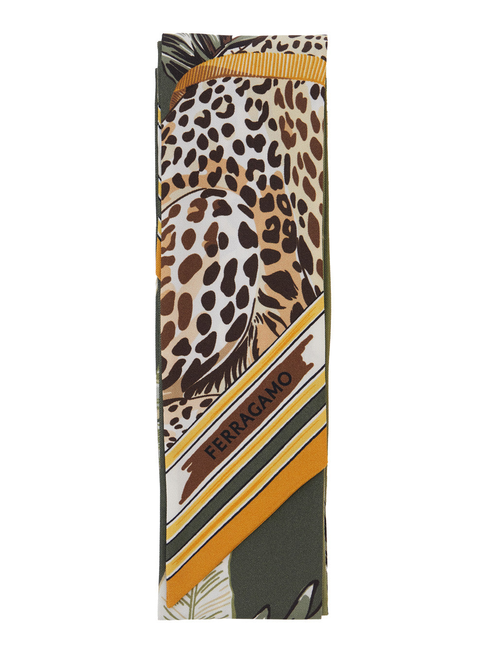 Ferragamo Women Scarf 'Twilly' Green With Printed Silk Motif For Women FERRAGAMO