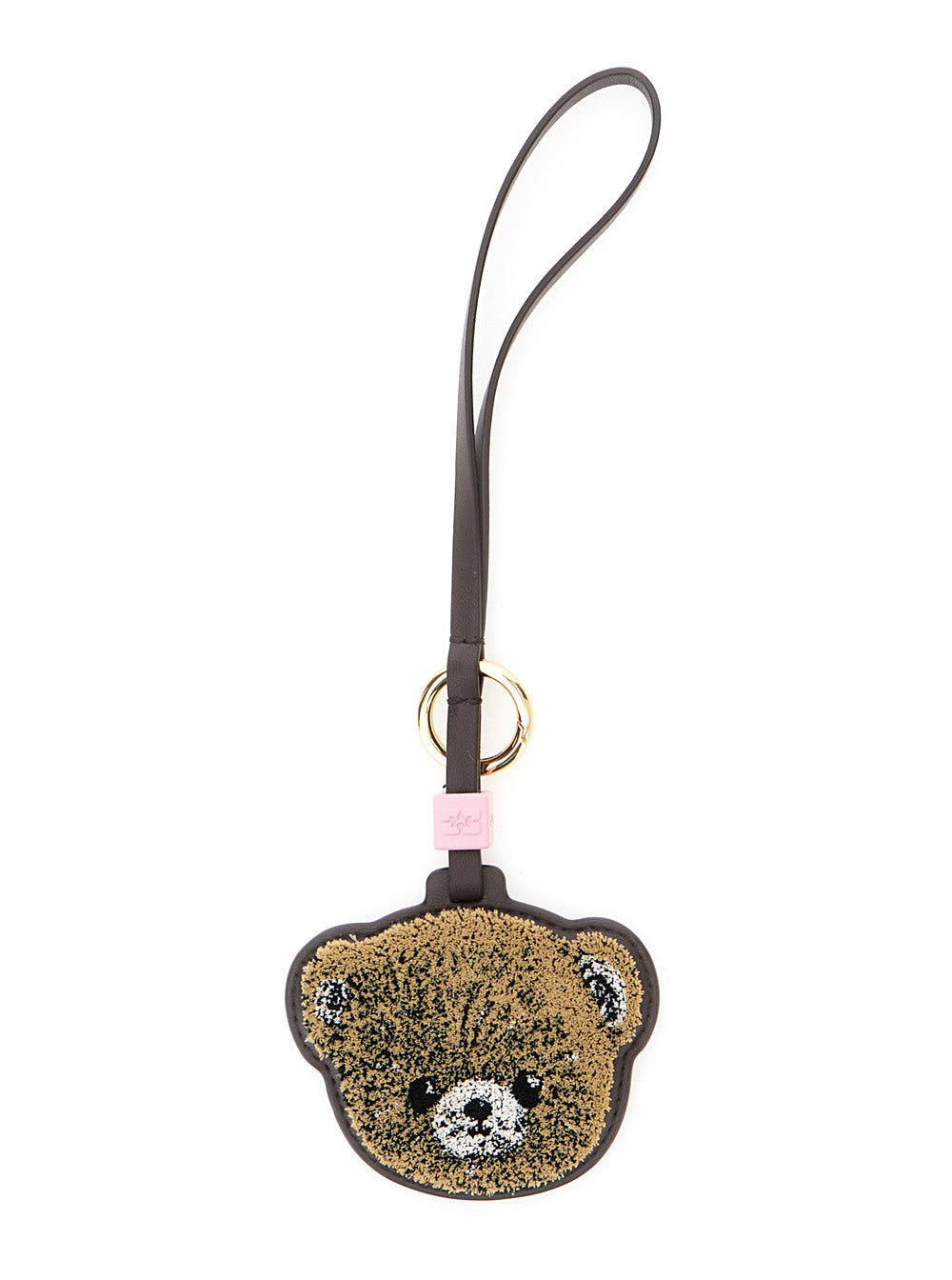 Ganni Women Beige Leather 'Teddy Bear' Keychain GANNI