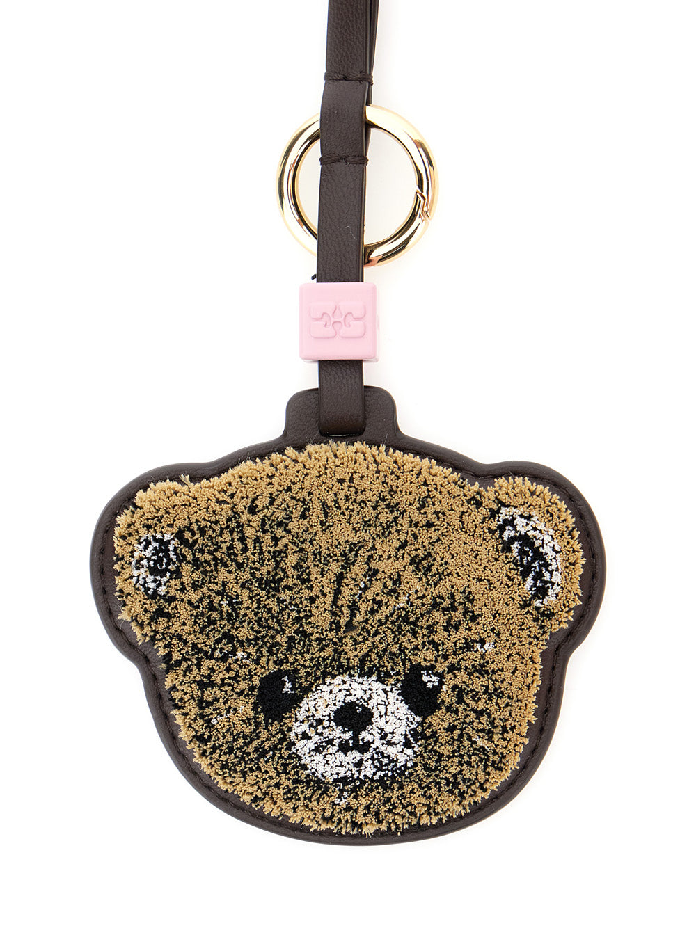 Ganni Women Beige Leather 'Teddy Bear' Keychain GANNI