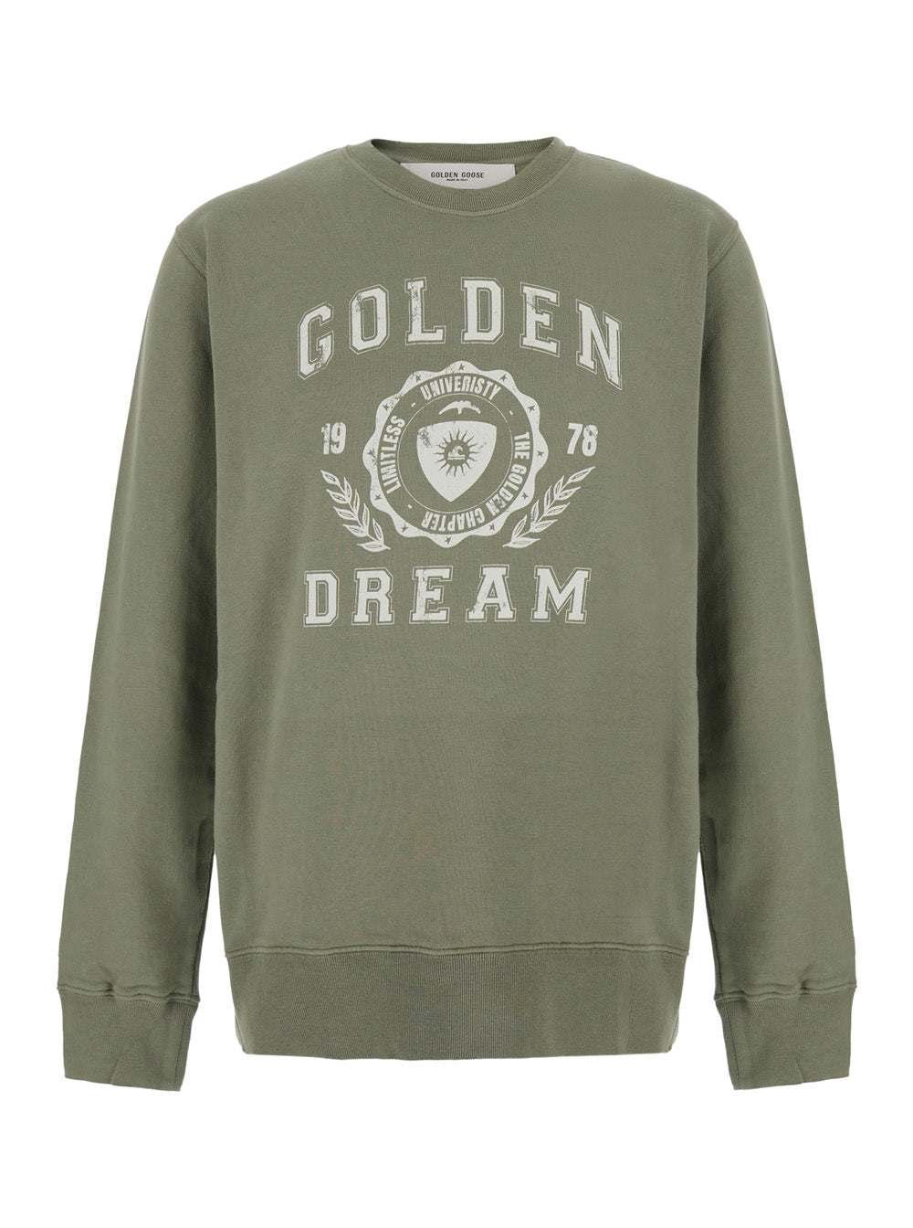 Golden Goose Men Sweatshirt Dream With Patch And Long Sleeves In Green Unisex Cotton GOLDEN GOOSE