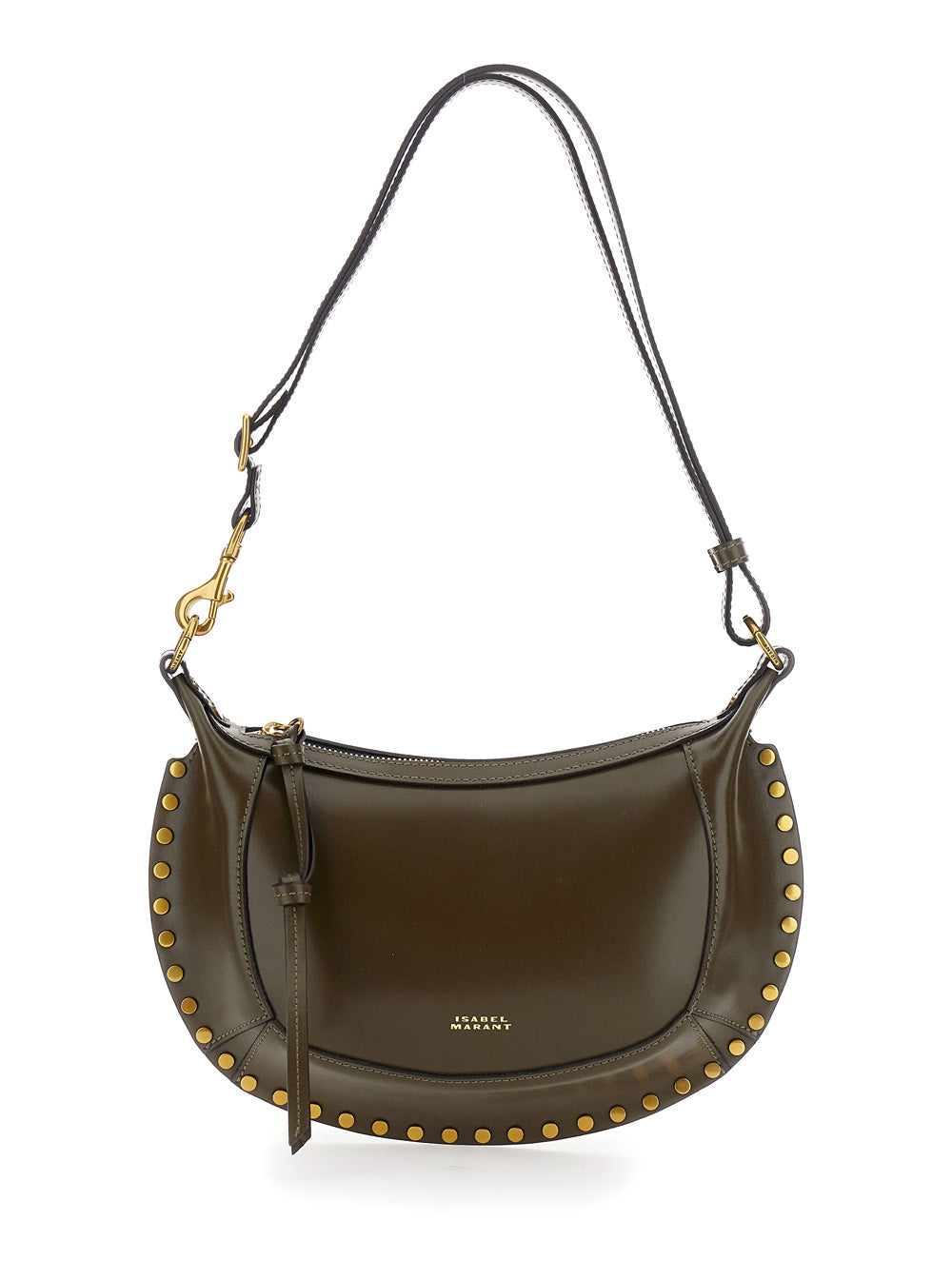 Isabel Marant Women Crossbody Bag Oskan Moon-Gz With Leather Details And Zip Closure, Green, Woman ISABEL MARANT