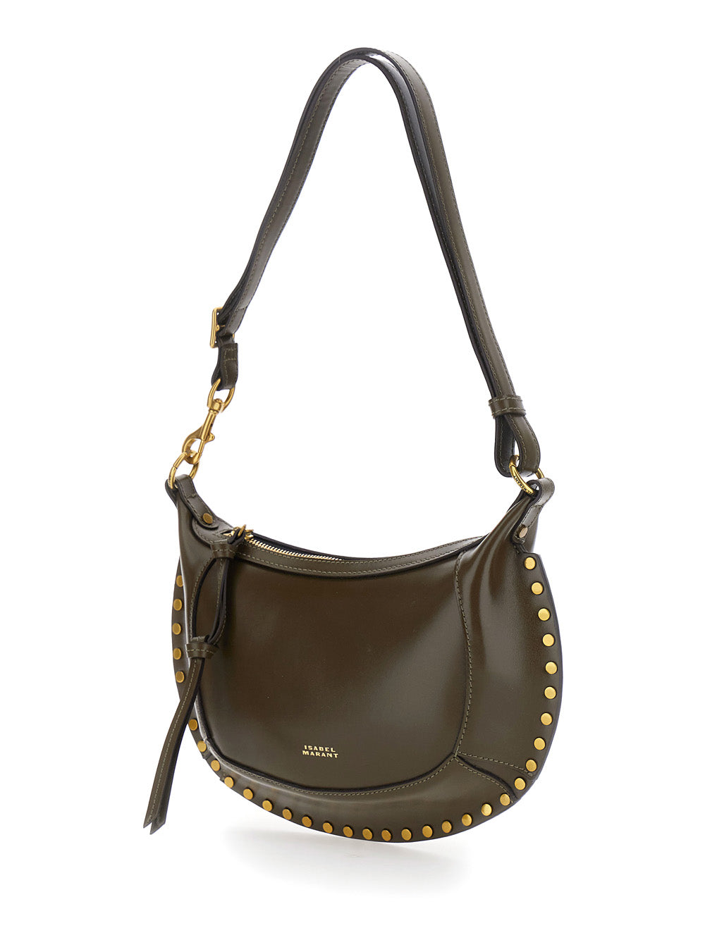 Isabel Marant Women Crossbody Bag Oskan Moon-Gz With Leather Details And Zip Closure, Green, Woman ISABEL MARANT