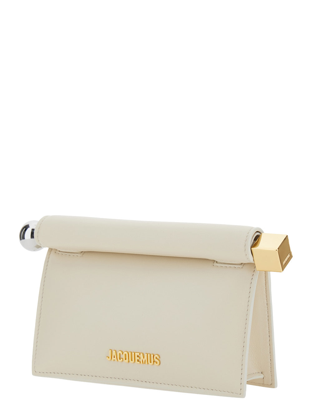 Jacquemus Women The Little Round Square Pouch With White Lamb Leather Unisex JACQUEMUS