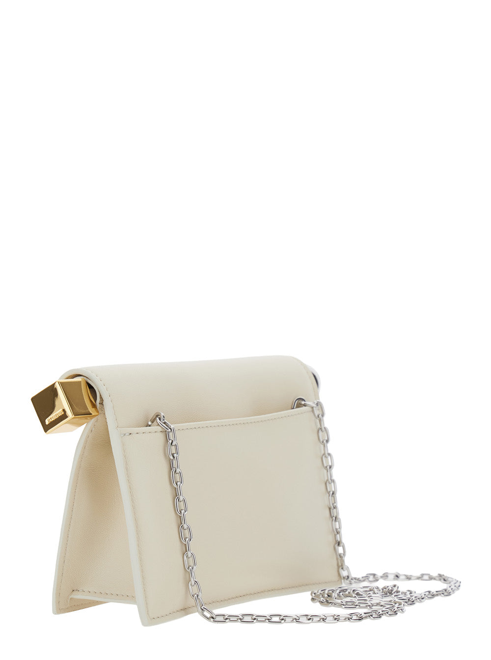 Jacquemus Women The Little Round Square Pouch With White Lamb Leather Unisex JACQUEMUS