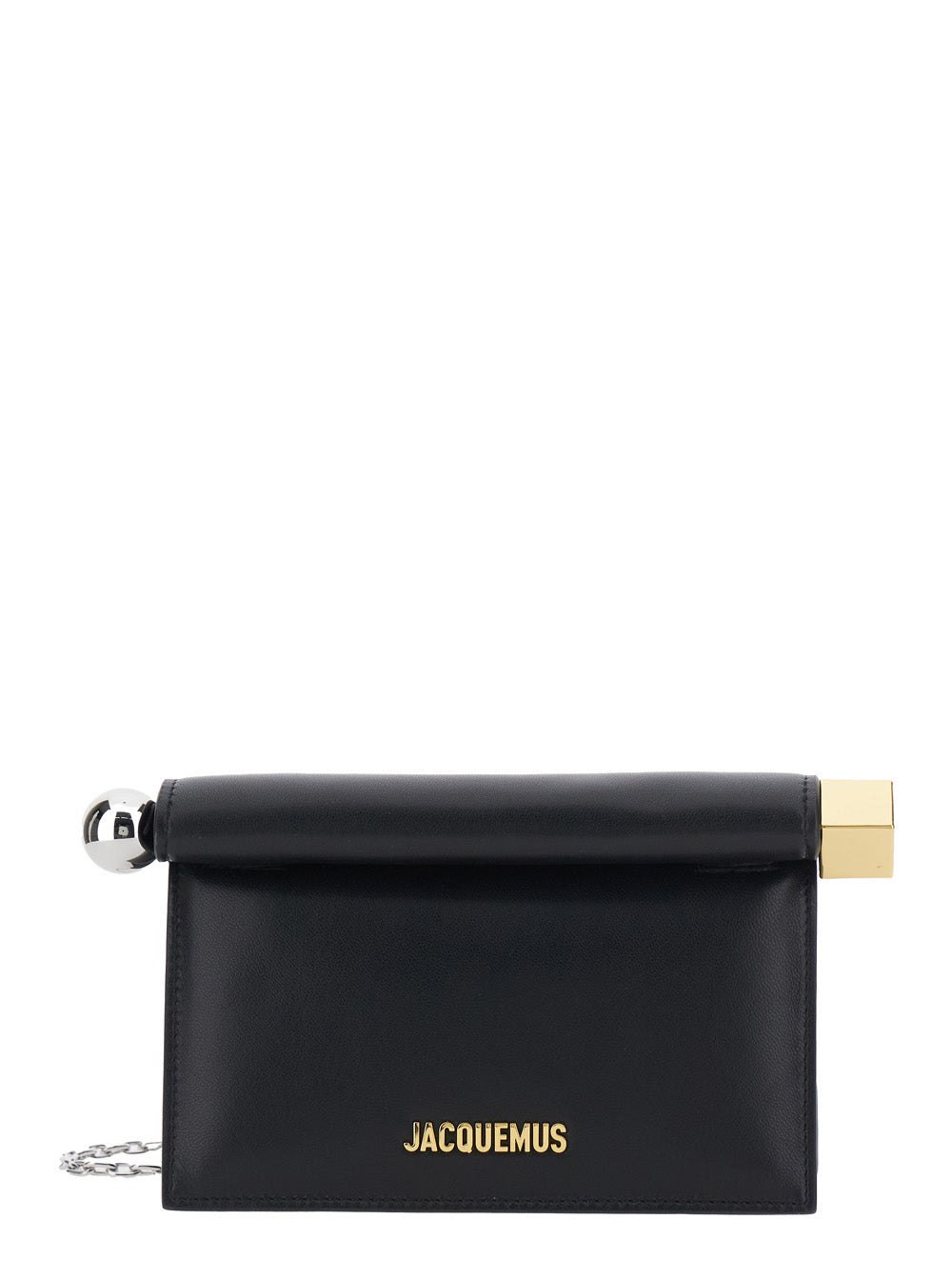 Jacquemus Women La Petite Pochette Rond Carre Is A Black Lamb Leather Unisex Bag JACQUEMUS