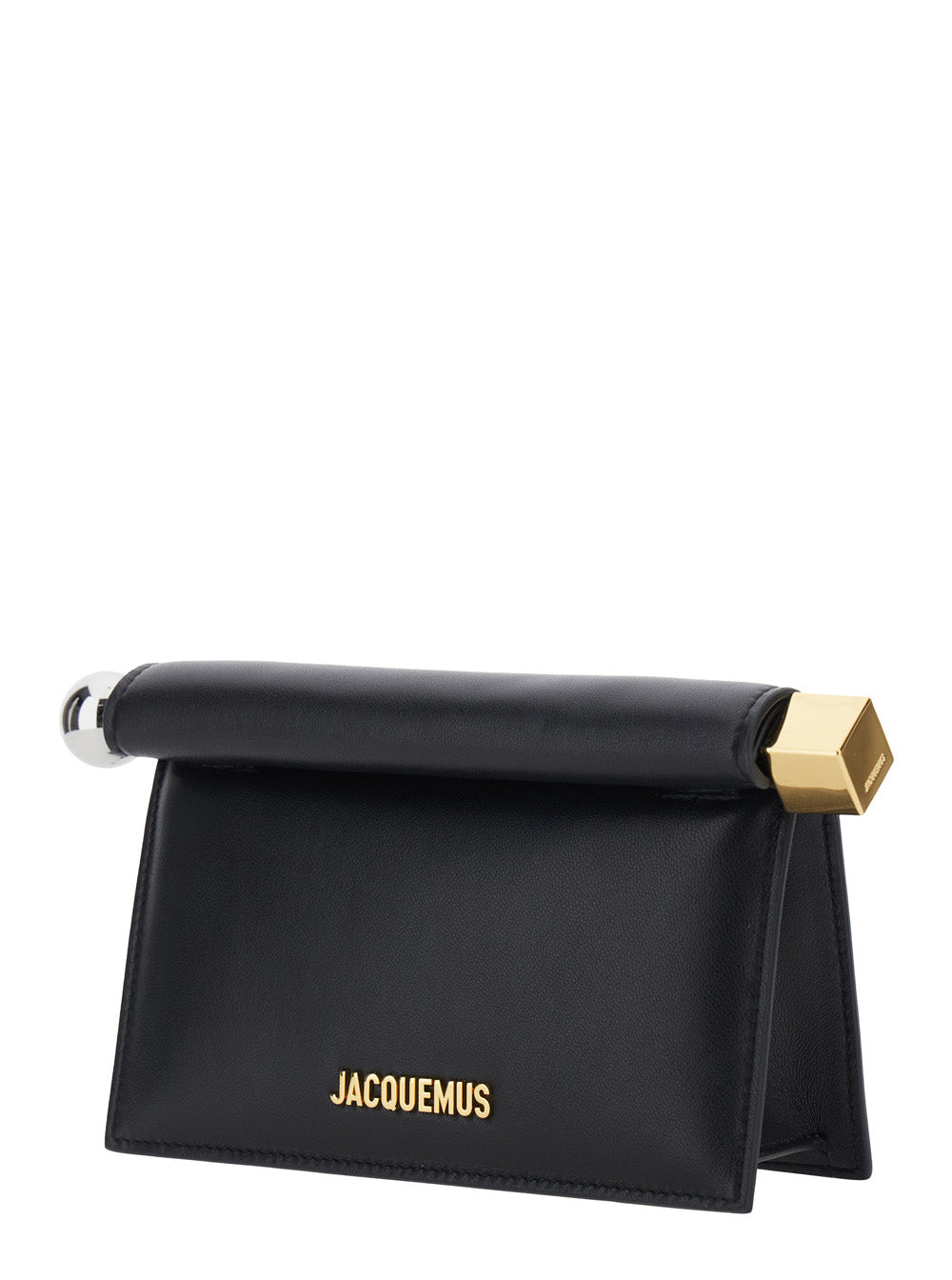 Jacquemus Women La Petite Pochette Rond Carre Is A Black Lamb Leather Unisex Bag JACQUEMUS