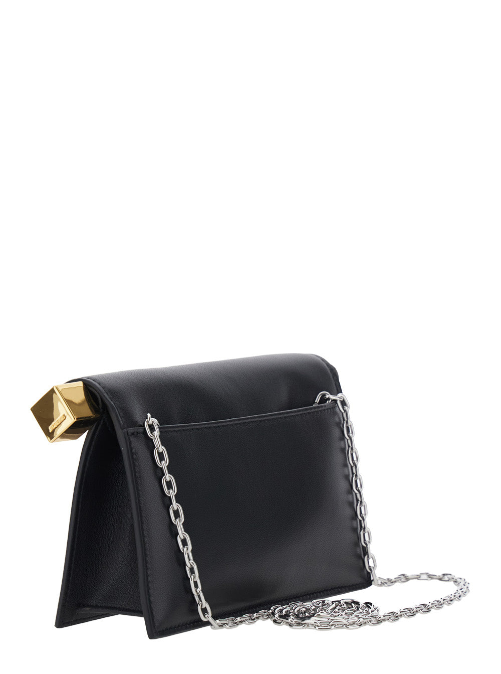 Jacquemus Women La Petite Pochette Rond Carre Is A Black Lamb Leather Unisex Bag JACQUEMUS