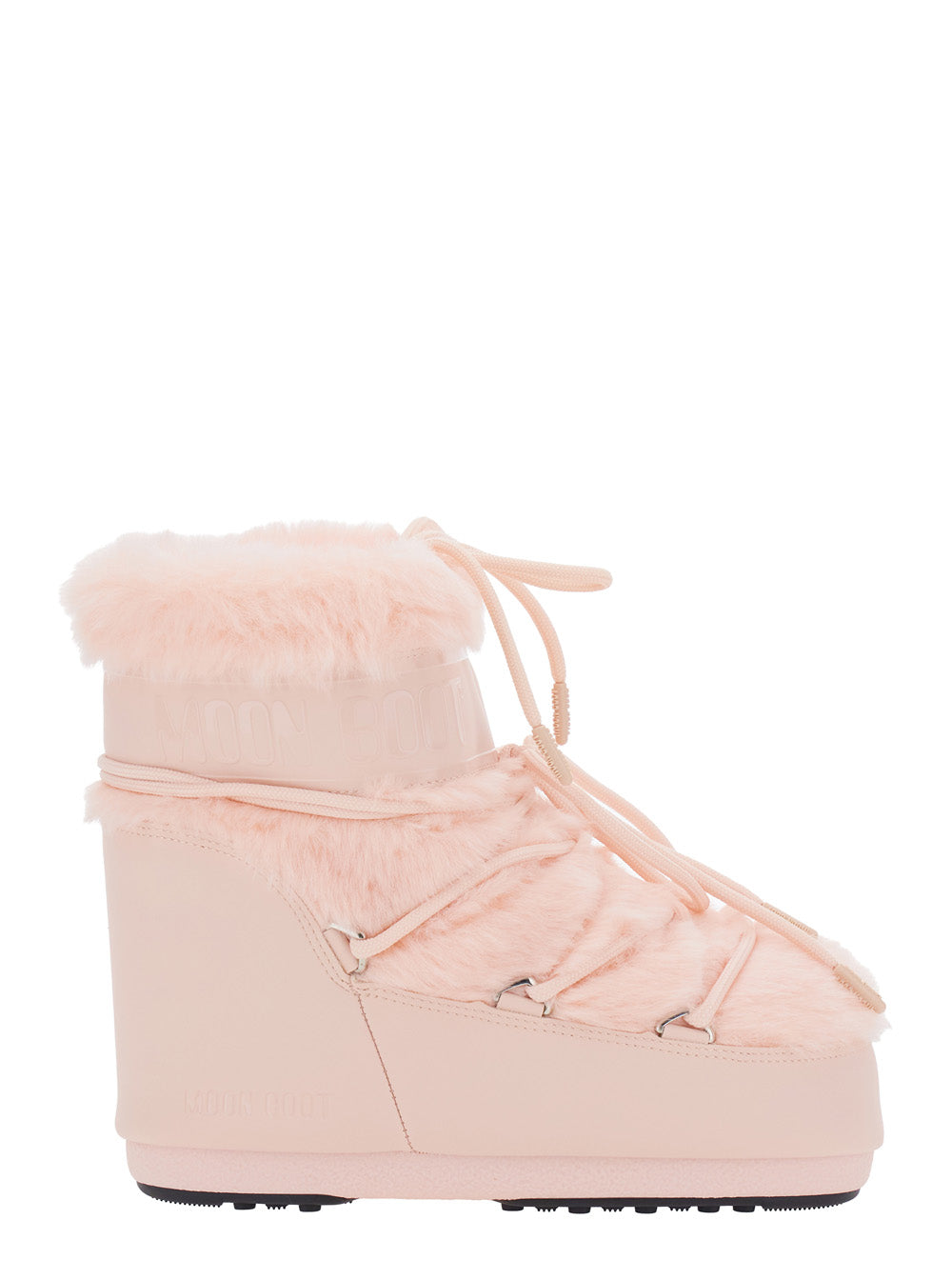 Moon Boot Women Icon Low Faux Fur Ankle Boots With Faux Fur And Rubber Sole Pink Women MOON BOOT