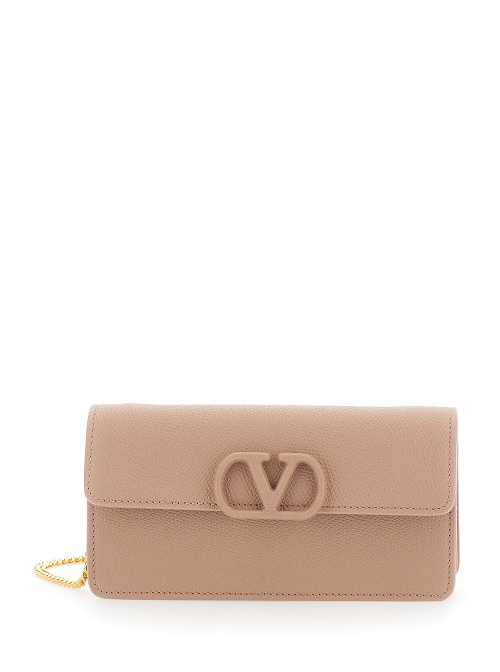 Valentino Garavani Women Wallet W/Strap | Vlogo Signature | Vit.Soft Grain/A.Brass Leather Logo VALENTINO GARAVANI